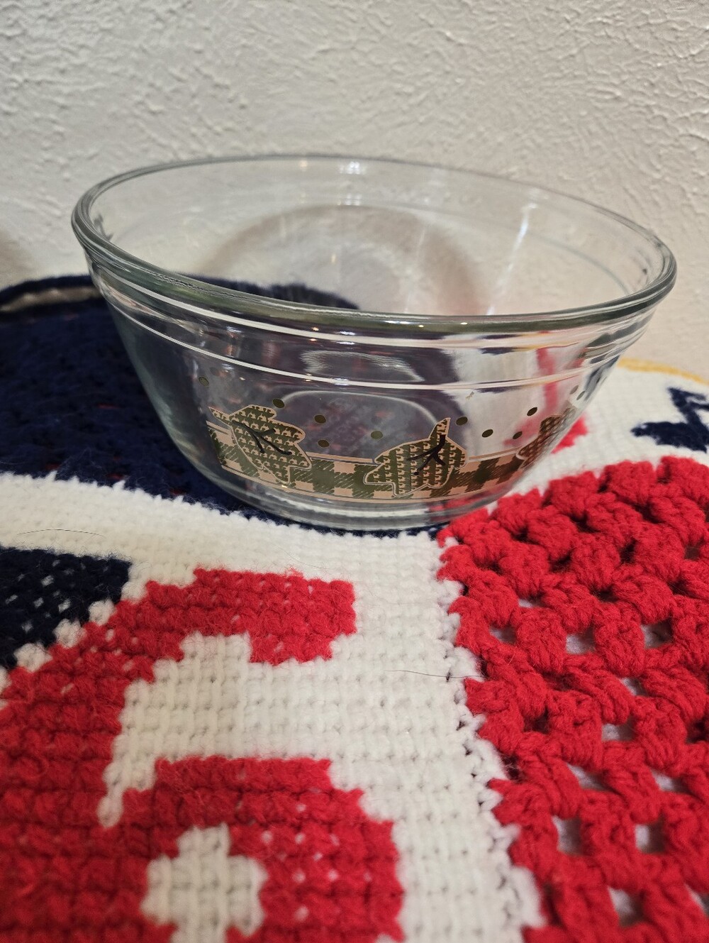 VTG Anchor Hocking Ovenware Glass Mix Bowls Grn Leaf 1.5Qt 2.5Qt Hosting Baking